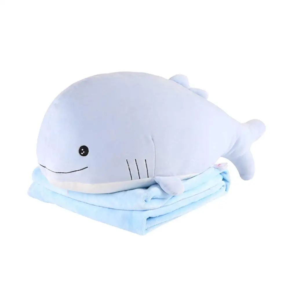 G814 Superior Quality Stuffed Whale Plush Toys Sea Animal Plushies with Throw Blanket Extra Soft Light Blue Whale Toys Plush