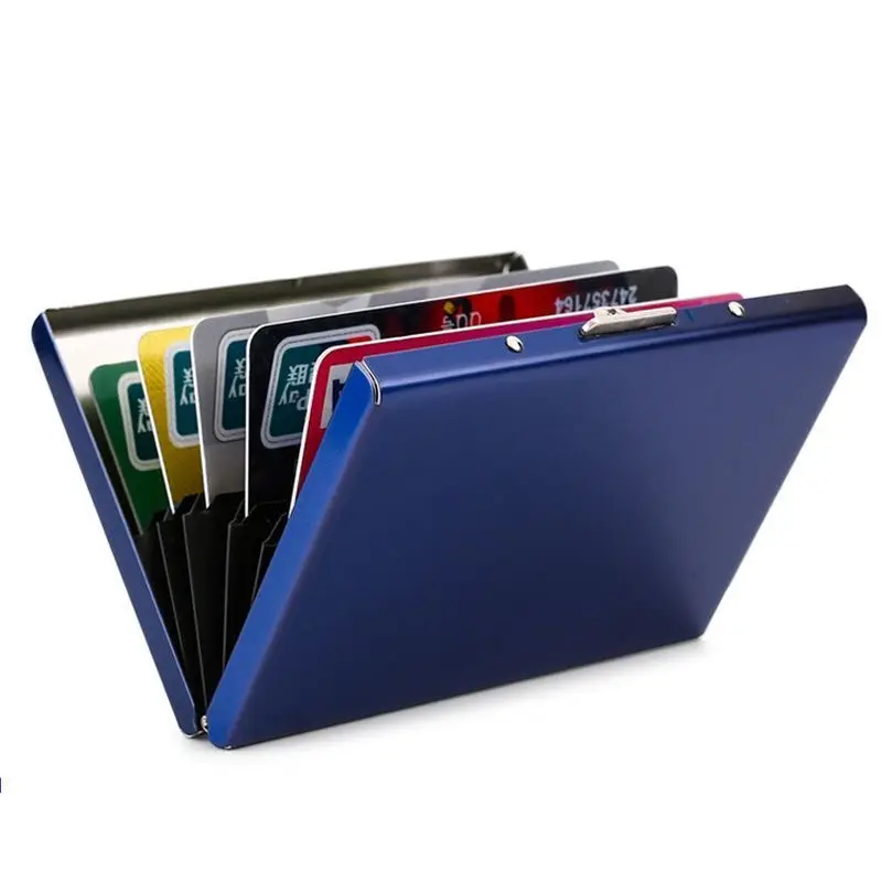 2024 New design Anti-Theft Business Cardholder ID Card RFID Blocking Wallet PU Leather Case Metal Wallet For Men