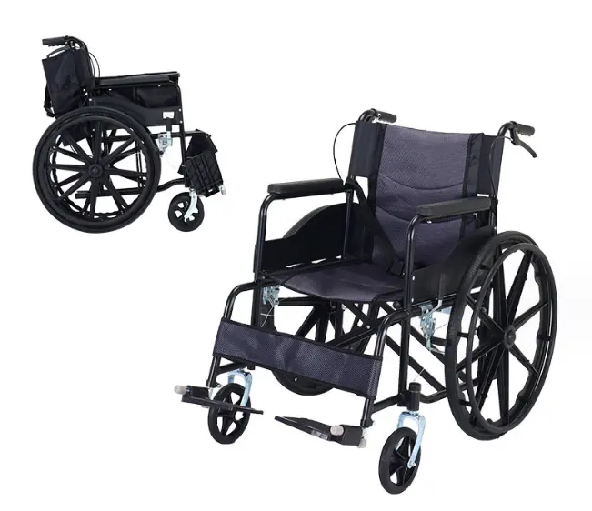 Venta en línea de acero estándar discapacitados ancianos médico ortopédico paciente silla de ruedas Manual