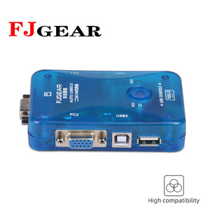 Fjgear Blue <strong>KVM</strong> 2x1switch for <strong>2</strong> Computers Share Keyboard, Mouse,U Disk, Monitor,printer with PS2 USB VGA Port