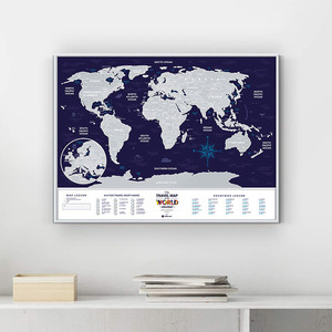 廉价定制印刷刮痕海报和纸管海报彩色世界地图海报 - Product Image 3