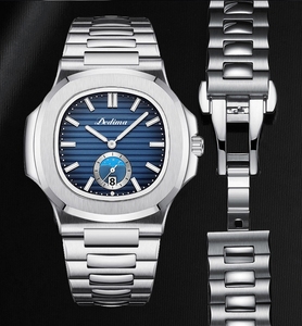 Kinh Doanh mới của nam giới sang trọng cổ tay xem lịch hai kim 3Bar không thấm nước thạch anh sáng thép không gỉ 20mm bướm khóa - Product Image 3