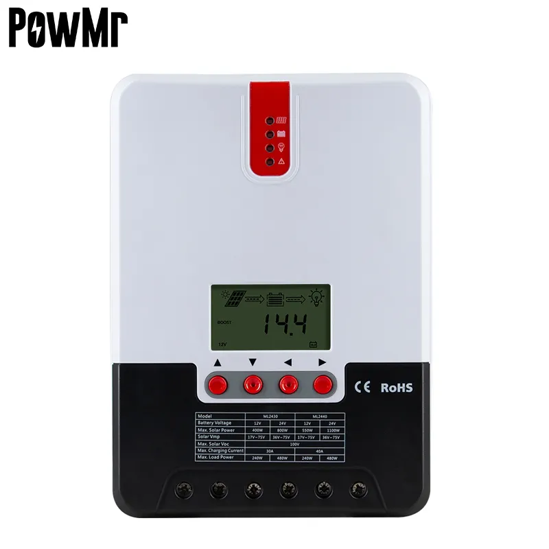 PowMr-regulador Solar ML4860 60A, MPPT, 12V/24V/36V/48V, entrada máxima automática de CC PV, controlador de carga Solar de 150V