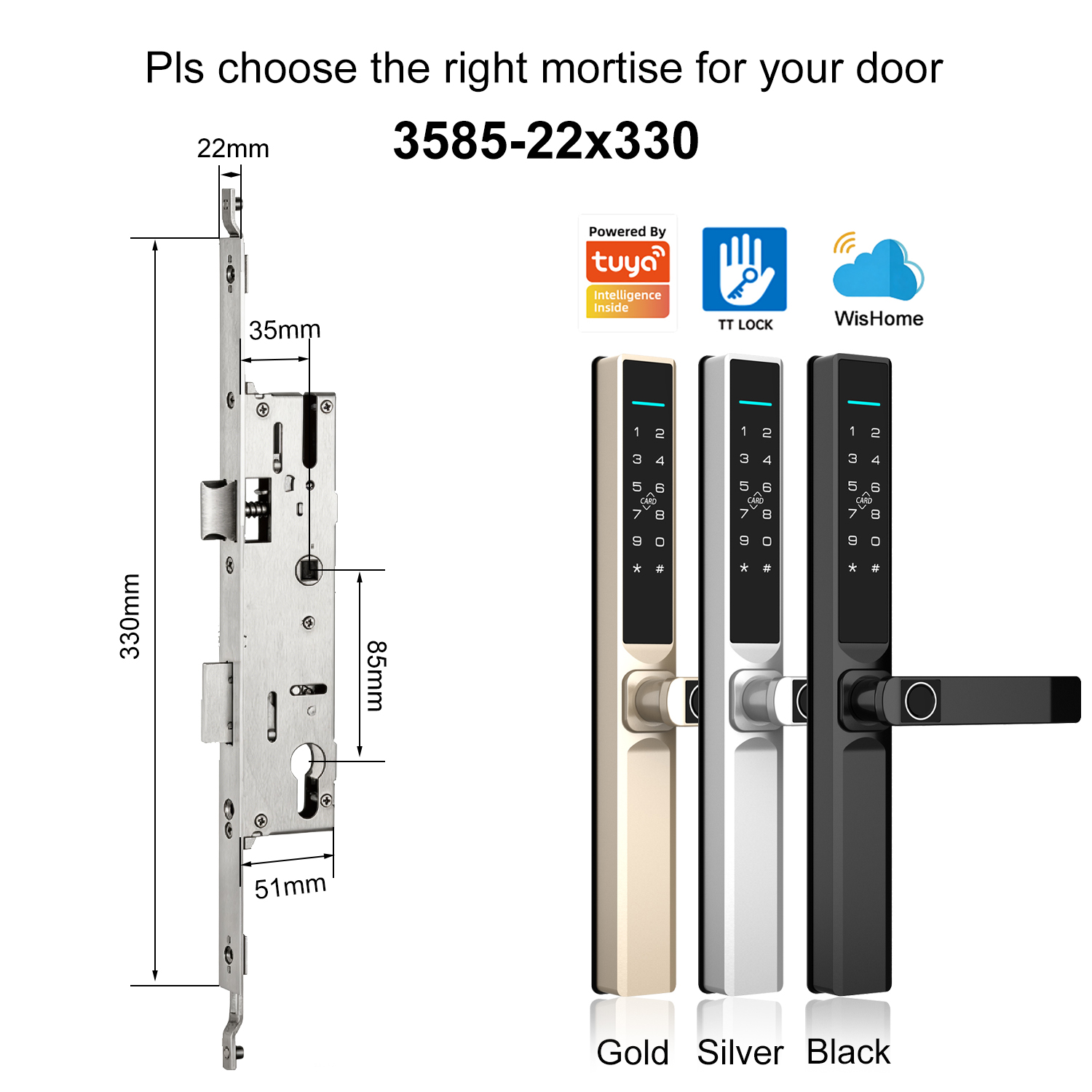 Long Handle with 3585 Swing Multi-point Mortise(22x330mm)