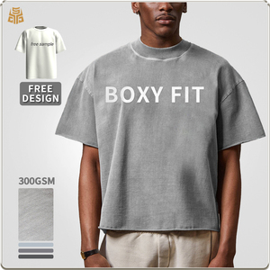 הדפסה מותאמת אישית חולצות הסיטונאיות 300gsm boxy משקל כבד משקל עודף נשים streetwear - Product Image 1