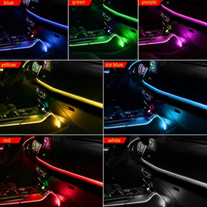 6-in-1 çok renkli LED araç İç işık kiti APP kontrollü RGB Fiber optik atmosfer aydınlatma - Product Image 6