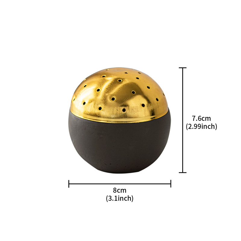 Oro cubierto hemisferio quemador de incienso-Negro