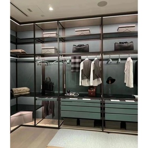 The <strong>Embedded</strong> Lighting Glass Cabinet Italy Design <strong>System</strong> Modular Collection Wardrobe - Product Image 3