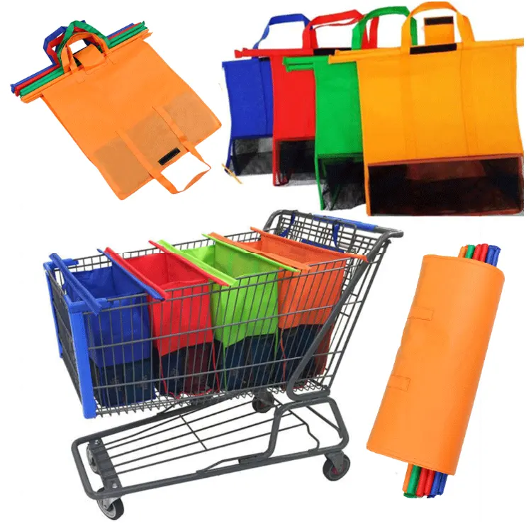 Sacos de carrinho para compras, sacos de carrinho reutilizáveis eco amigável