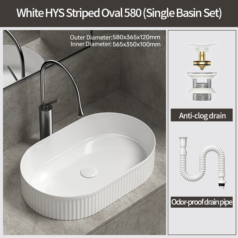 HYS Ovalado Rayado Blanco 580 Sin Grifo