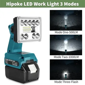 9W Portable Flashlight <strong>LED</strong> Working for Mak Ita/DEW ALT/MIL WAKEE/BOSCH/BL <strong>ACK</strong> &amp; DEC KER 18V Battery Camping Light - Product Image 4