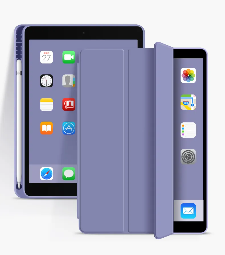 Étui en cuir PU antichoc housse intelligente pour iPad 10.2 housse intelligente avec mise en veille et réveil automatique pour iPad 9ème étui