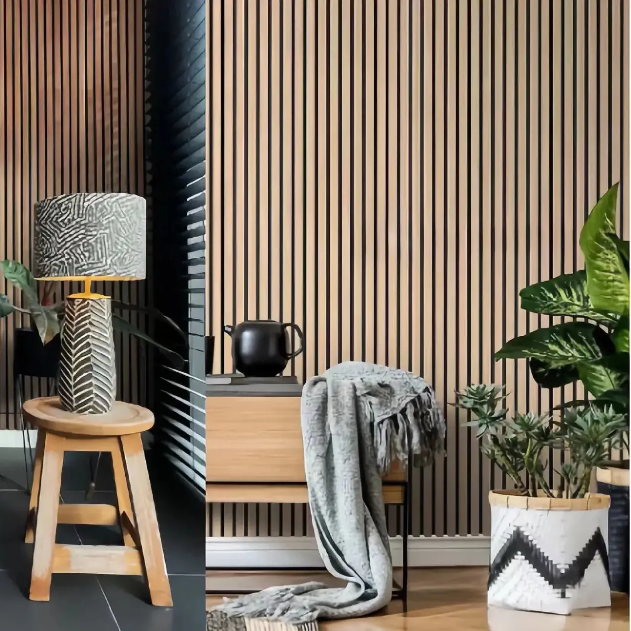 Paneles de pared acústicos de pared con listones de madera insonorizados de fibra de 2400*600*22mm de alta calidad