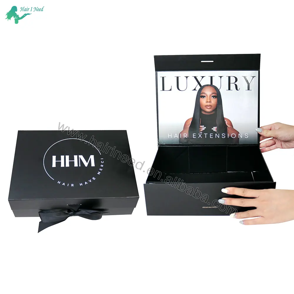 Caixa de presente magnética luxuosa preta para roupas, embalagem de papel com logotipo personalizado, caixa de presente para roupas
