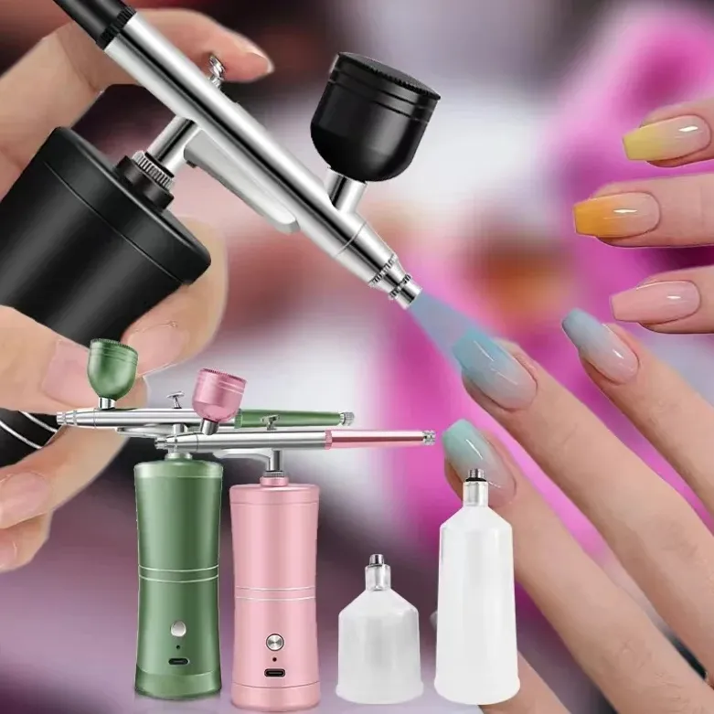 Mini brosse à Air Portable avec compresseur Kit aérographe pour ongles peinture Nano pulvérisateur pistolet 350Kpa aérographe Nail Art Machine