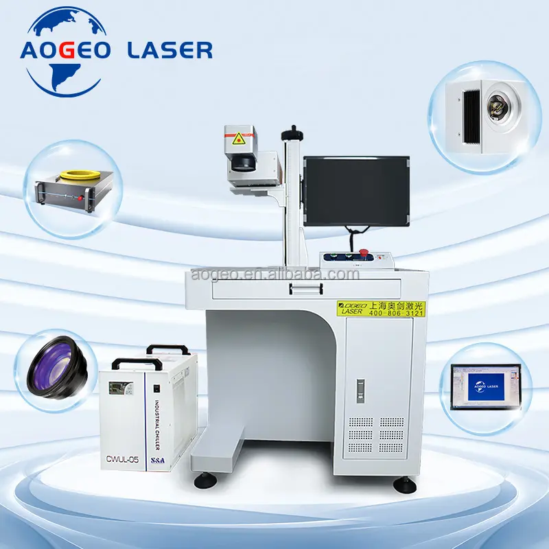 2023 AOGEO fibra mopa uv laser marcação máquina de aço inoxidável prata ouro anéis gravura pvc ID card marcador a laser