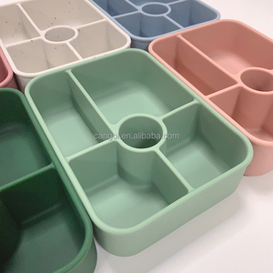กล่องอาหารกลางวันซิลิโคน5ช่องไม่มี BPA สำหรับเด็กนักเรียนผู้ใหญ่ภาชนะเก็บอาหารโลโก้ออกแบบได้ตามต้องการ - Product Image 3