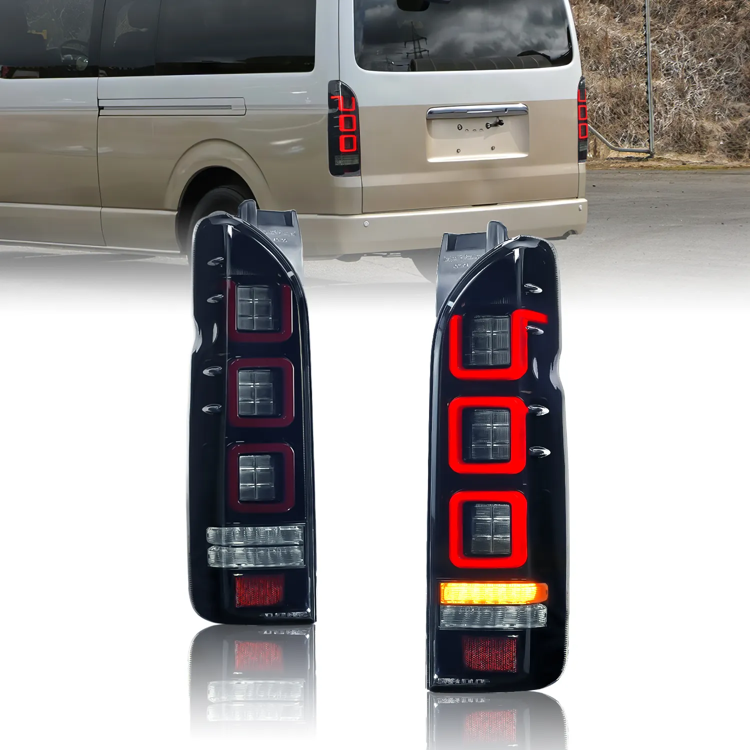 Humoristique pour la voiture hiace 2005 — 2018, feu arrière avec signal de rotation séquentiel, led, étanche, pour toyota