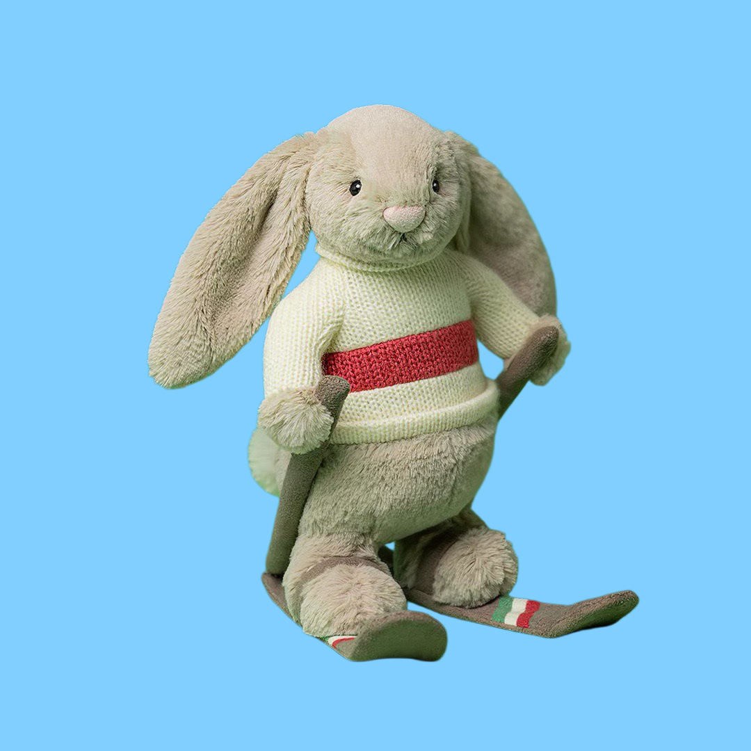 Skiing bunny rabbit-20 cm-tall version-three-brand dust bag