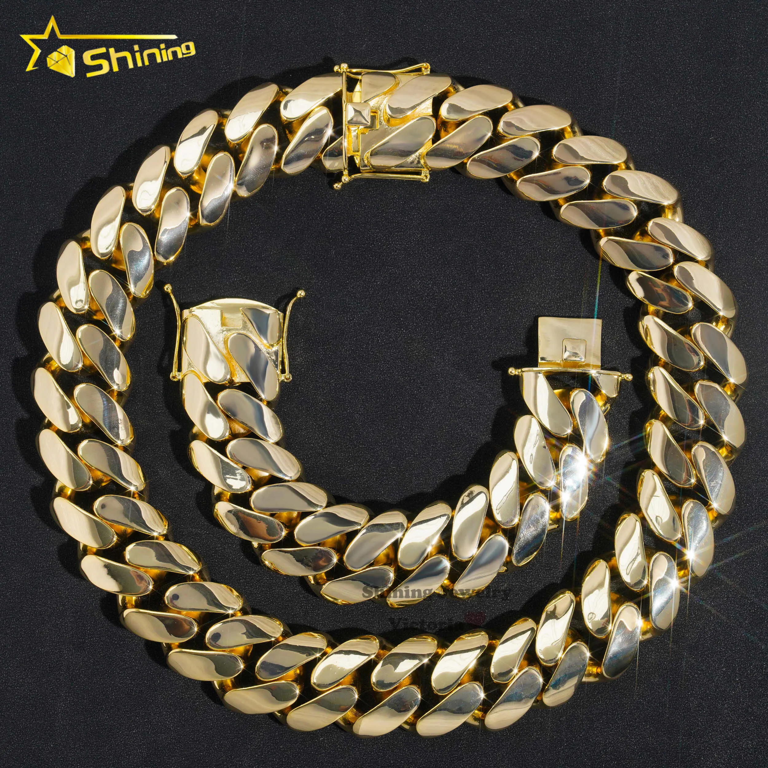 Joyería de 18K, cadena de eslabones cubanos de latón de alta calidad, cadena cubana de rapero de 30MM chapada en oro de 18K para hombre y mujer, collar