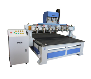 Máquina enrutadora cnc 3d de 4 ejes, 6 cabezales, multihusillos, con eje rotativo