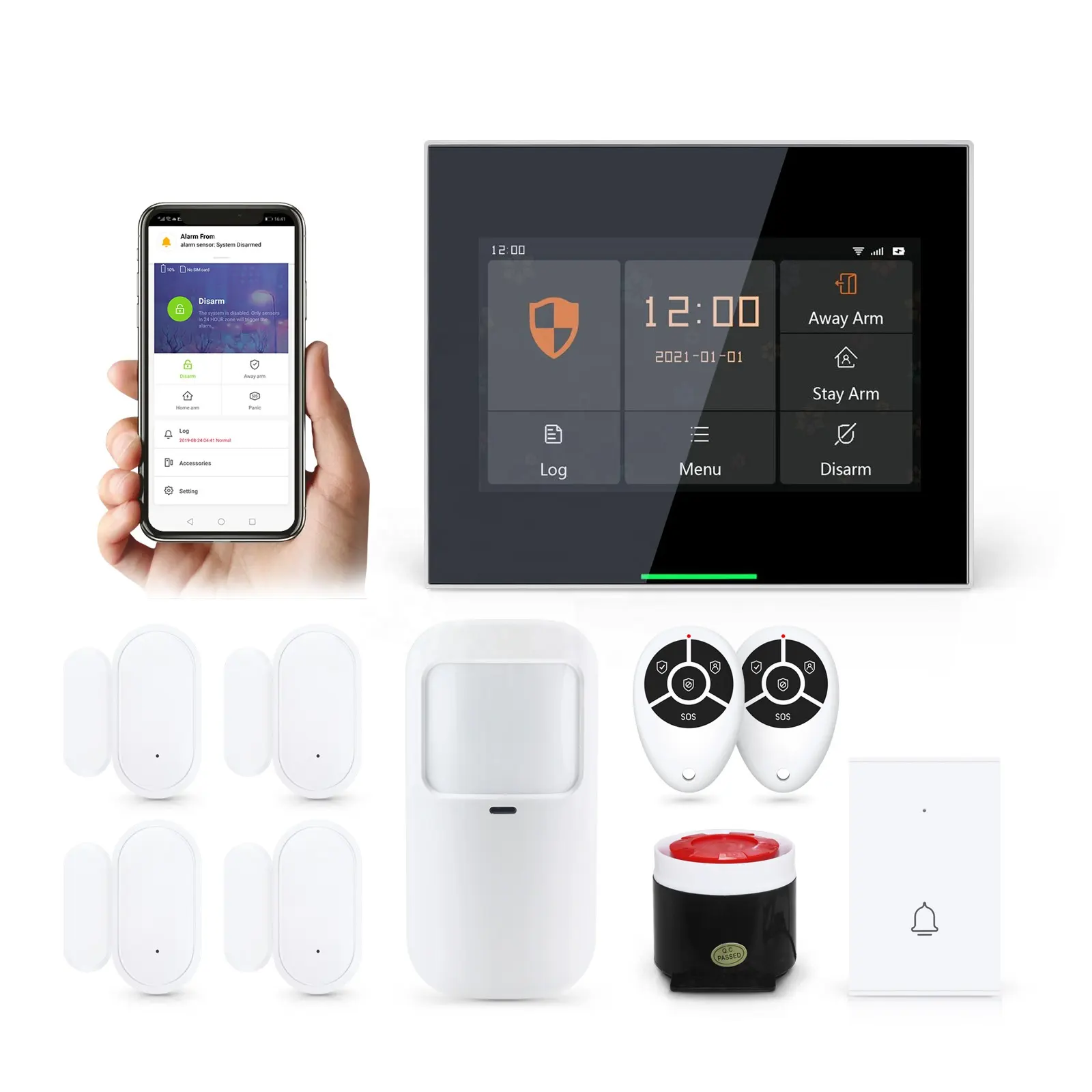 Kit de sistema de alarma inteligente de seguridad para el hogar con WIFI GSM táctil inalámbrico Tuya 2023 con Sensor de movimiento PIR, Sensor de puerta, tarjeta Rfid, PST-H502