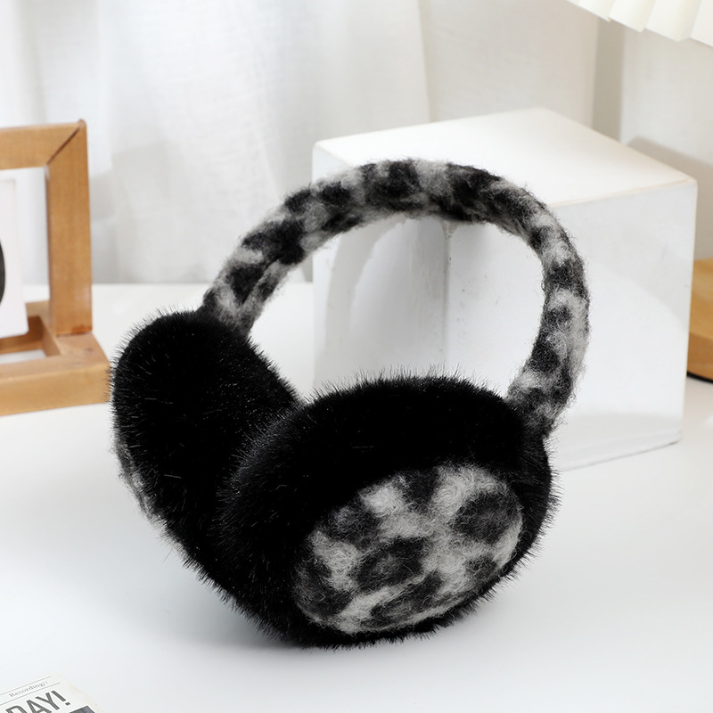 Multicolor camouflage mink velvet folding earmuffs-black