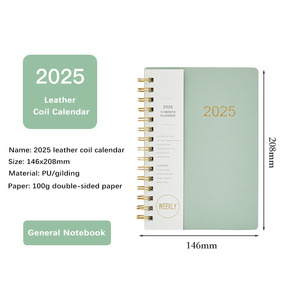 Englisch 176 Blatt Spiral gebunden Hardcover Notebook 365-Tage-Planer Kalender in bunter Abdeckung PU Hot Stamp ing 14.6x20.8 Zoll - Product Image 5
