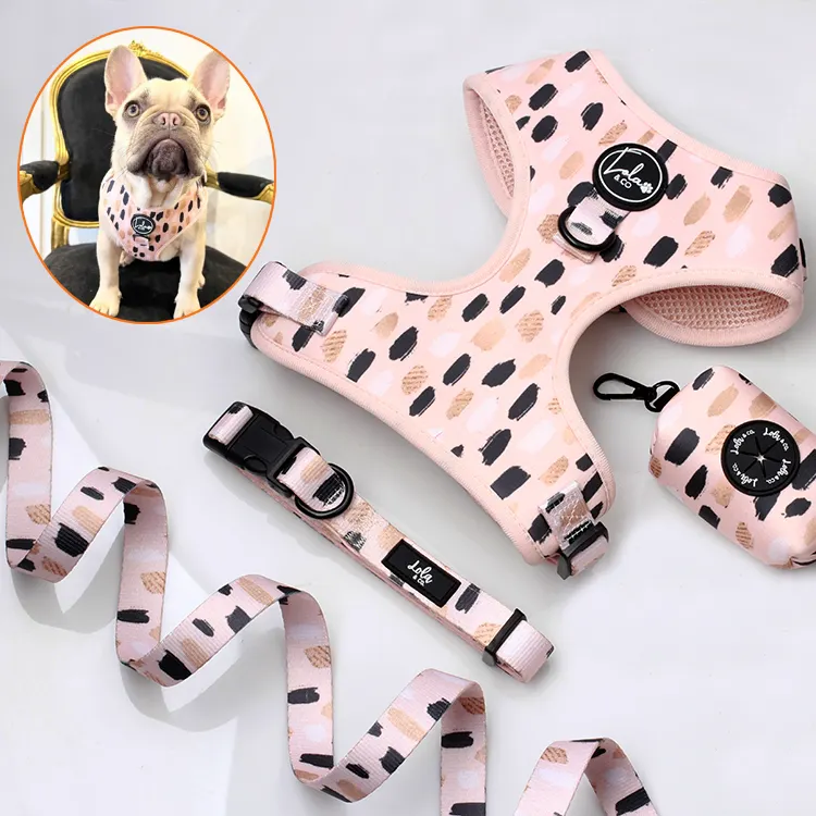 Arnés ajustable de neopreno para perro, correa de neopreno para mascotas, con estampados acolchados y suaves por sublimación, Oem