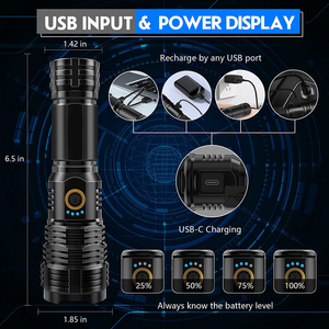 TAIKOOXHP90ハイパワーLED懐中電灯トーチ強力な20000ルーメン懐中電灯、ハンマー入力出力電気機能付き - Product Image 3