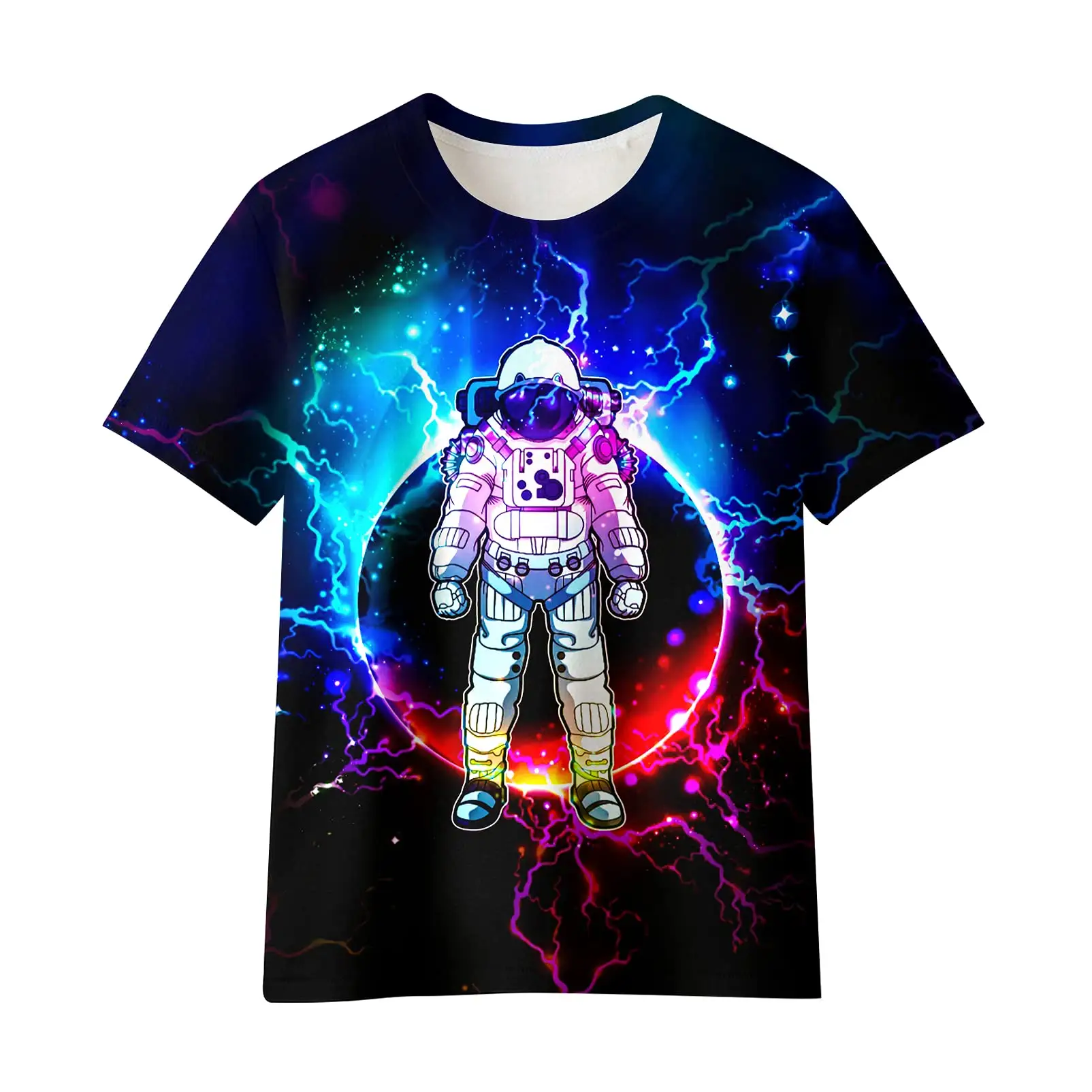 Camisetas bonitas para niños y niñas Elementos de astronauta para niños Camiseta informal de diseño personalizado Camisetas de verano de manga corta al por mayor