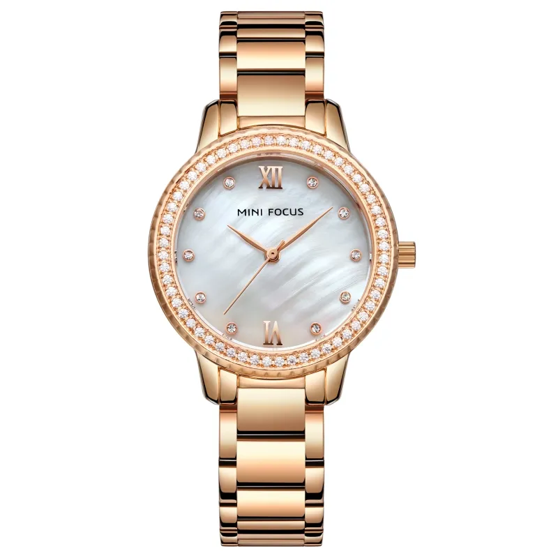Originele Merk Mini Focus Mf0226l Bling Diamant Vrouwen Polshorloges Rvs Armband Luxe Dames Sieraden Horloge