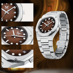 经典设计直径40毫米八角形表壳蓝色渐变表盘发光日石英Reloj Para Hombre Moderno Oem定制超薄手表 - Product Image 2