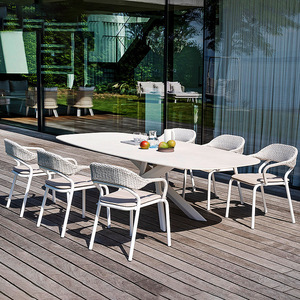 Luxury Modern Outdoor Dining Table and Chair Set 10 Person <strong>Patio</strong> <strong>Round</strong> Outdoor Dining Set - Product Image 3