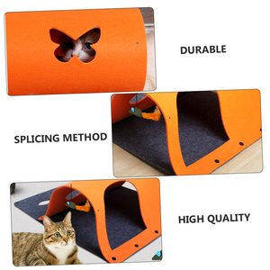 Tapete de túnel interactivo para gatos, casa de madera y fieltro DIY para mascotas con hierba gatera colgante, juguete para rascar para Navidad - Product Image 3