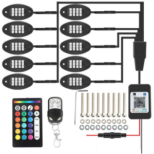 Bluetooth APP renkli şasi işık 4 6 8 10 12 RGB atmosfer ışığı çift uzaktan kumanda 12v kaya işık için kamyon - Product Image 5