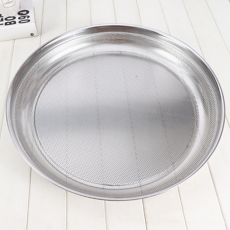 Round Steam Food Tray Multi-purpose Kitchenware Stainless Steel Flat Tray With Dense Holes