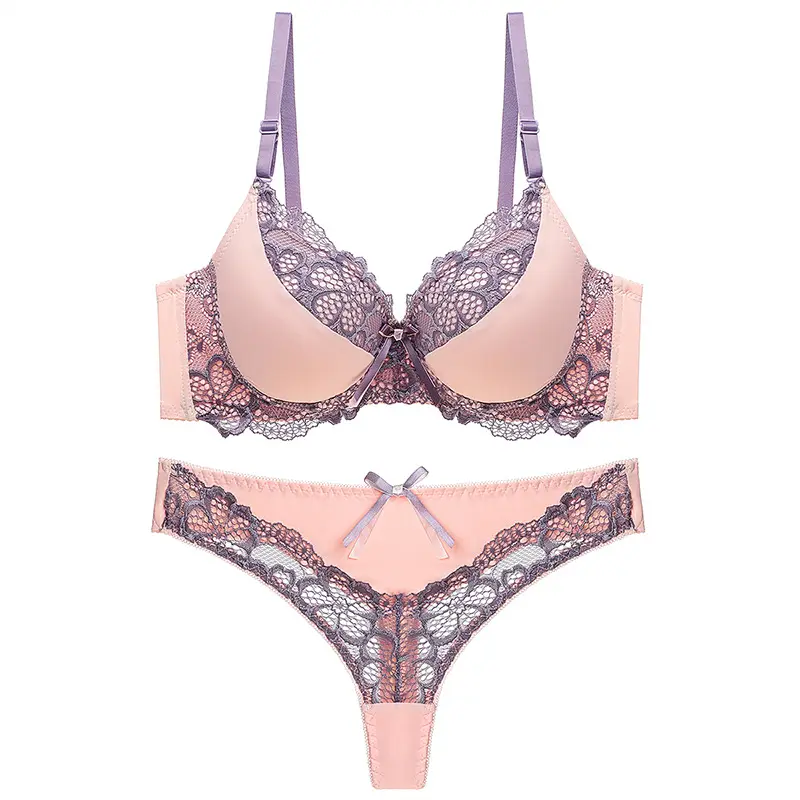 Ensemble soutien-gorge et sous-vêtements en dentelle pour femmes, ensemble de Lingerie, Push-Up, string, taille 36-42, vente en gros