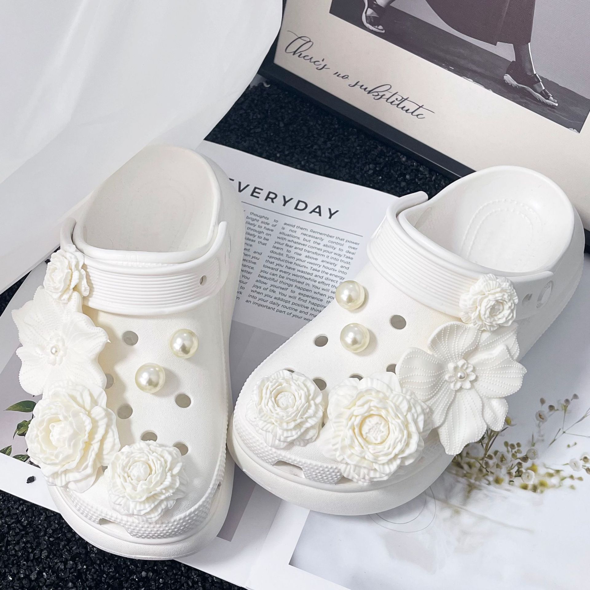 Bouquet-Blanc + Perle 12pcs pas de chaussures