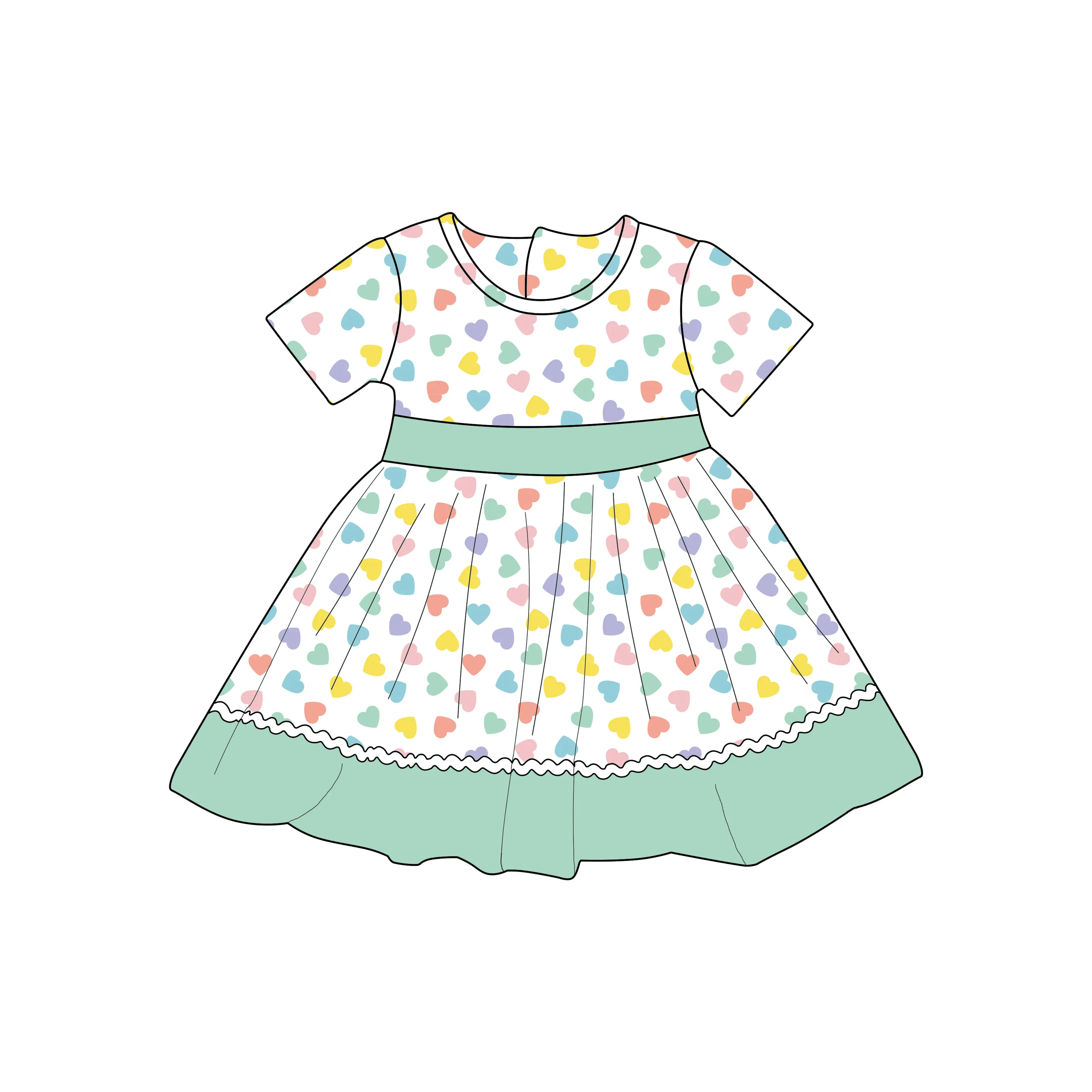 Yihui ODM/OEM yeni tasarım özel kızlar için elbiseler süt ipek baskılı tatlı bebek kız elbise bahar
