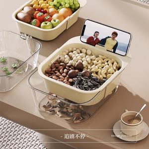 透明双层排水储物盒懒人零食水果托盘带手机座 - Product Image 4