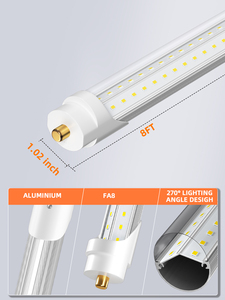 8FT <strong>Led</strong> Tube Light FA8 Single Pin V Shaped Cover <strong>8</strong>' <strong>Led</strong> Bulbs Replacement T8 T10 <strong>T12</strong> Fluorescent Light - Product Image 5
