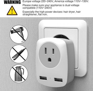 International European Travel <strong>Plug</strong> <strong>Adapter</strong> US to Europe to UK Power Outlet Converter Electrical <strong>Adapter</strong> USB Wall Charger - Product Image 4