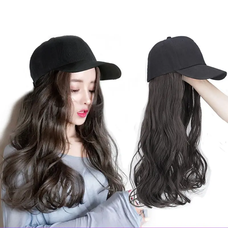 Unionpromo moda yeni kap peruk ile sıcak satış beyzbol şapkası peruk ile kızlar için