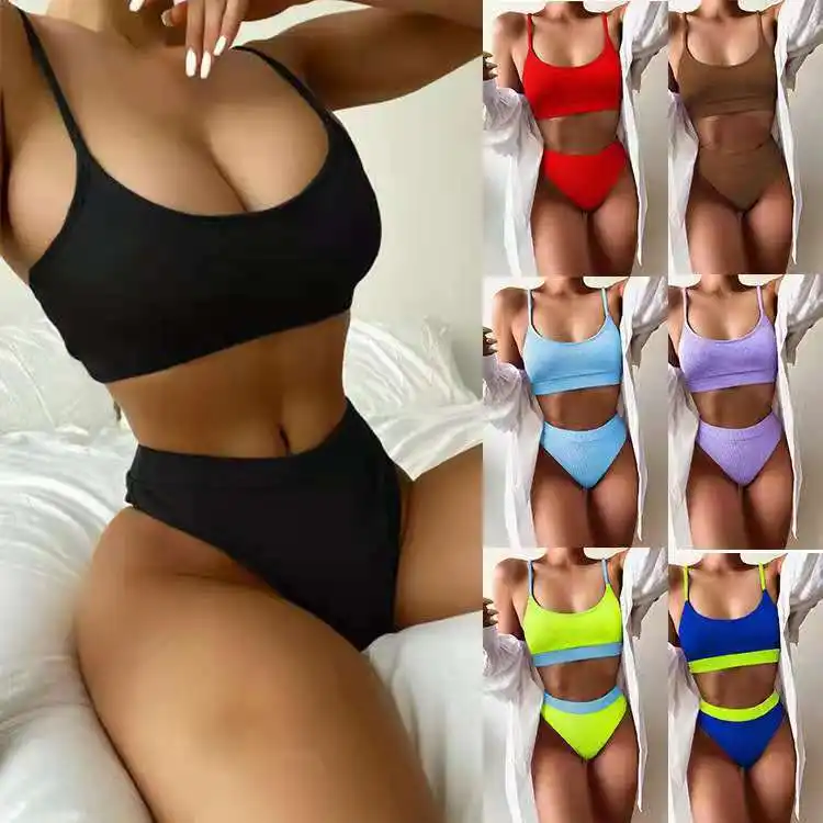 Maillot de bain texturé pour femmes 2023 Sexy Push Up Bikini Set Taille Haute Maillot de bain Femme Maillot de bain brésilien Maillots de bain Beachwear