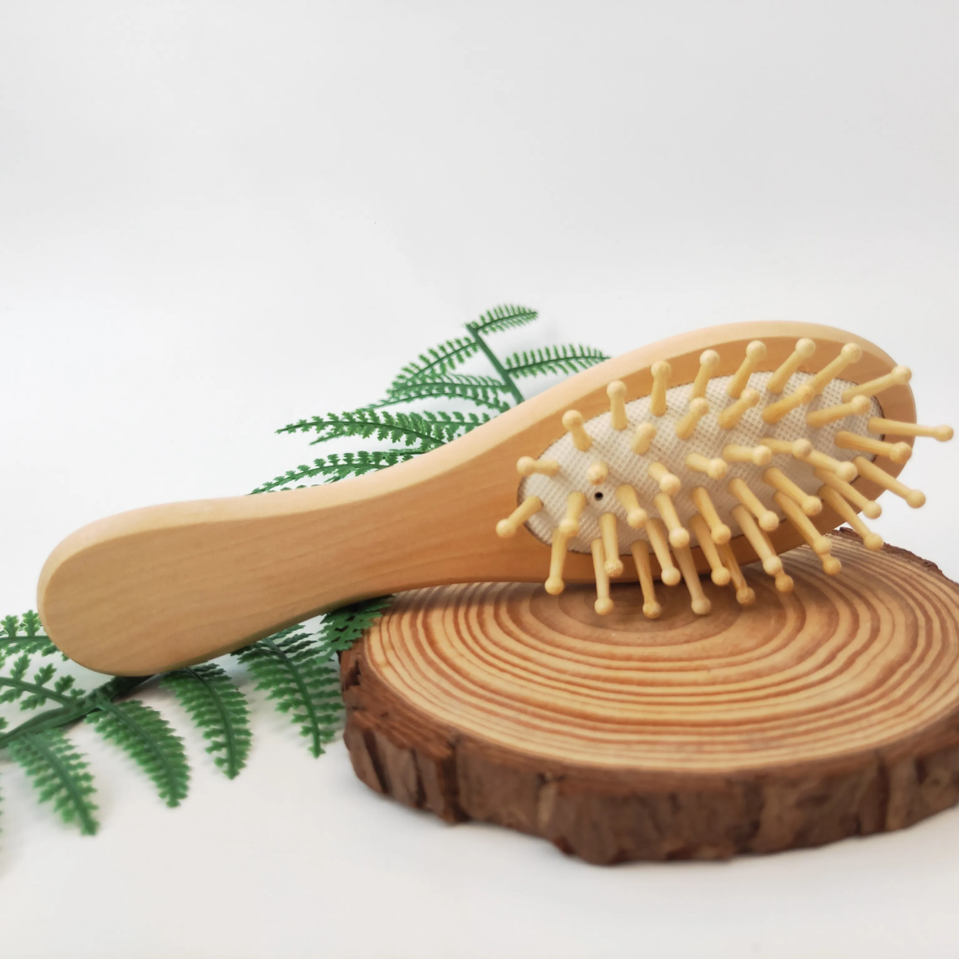 Oem Oval Cabeça Scalp Massagem Paddle Comb Almofada De Ar Natural Bambu Escova De Cabelo De Cerdas Detangler Escovas De Cabelo