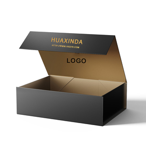 Caixa de presente com fecho magnético vazio simples e luxuoso para presente, papelão de papel rígido feito à mão com impressão personalizada por atacado preto