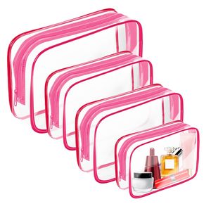 Özel Logo temizle makyaj çantası seyahat şeffaf makyaj fermuarlı kese Pvc kozmetik çantası depolama için - Product Image 4