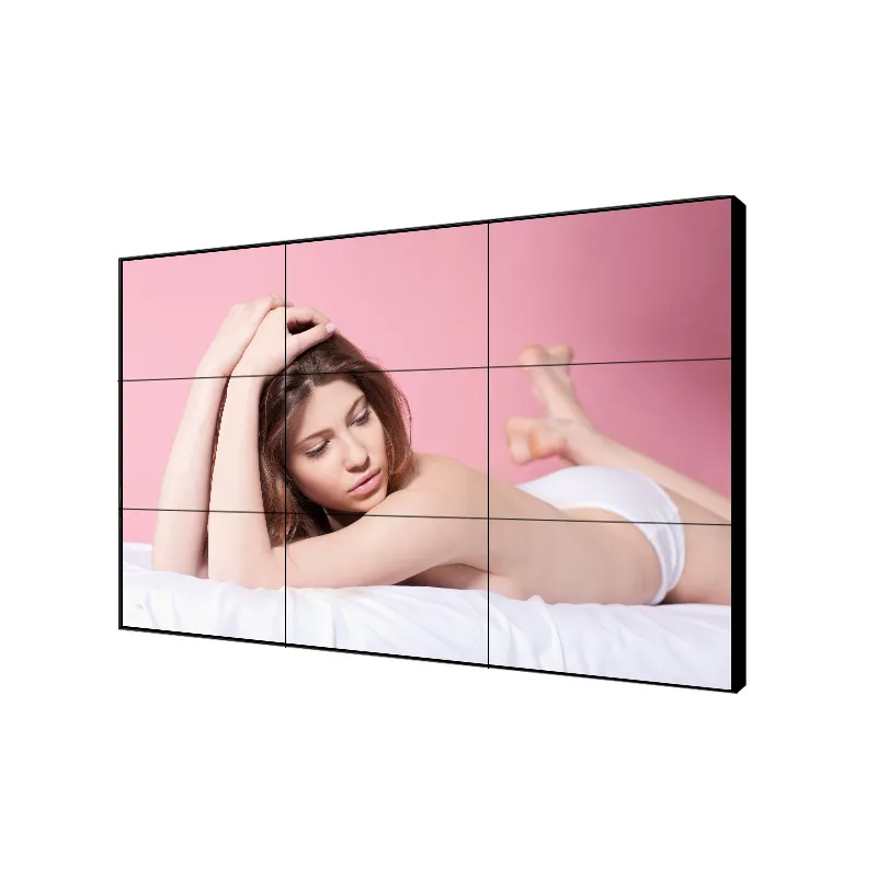 Pantalla de señalización digital de cristal líquido, pantalla lcd de empalme de vídeo de pared irregular, imagen sin costuras, 3x3