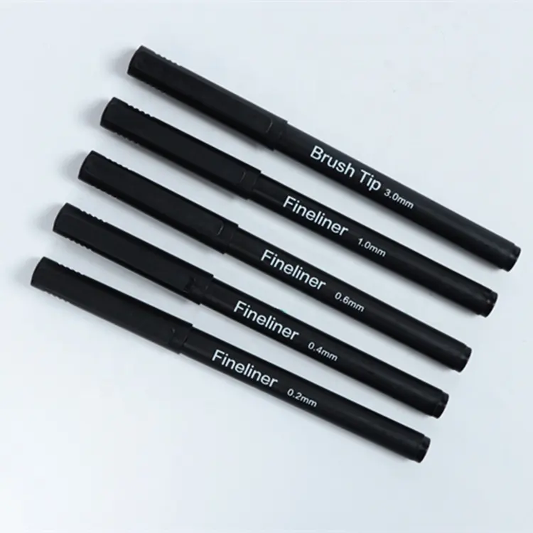 Bolígrafos de dibujo de línea fina personalizados, bolígrafos de colores surtidos para niños y adultos, punta fina porosa, Fineliner, pluma negra